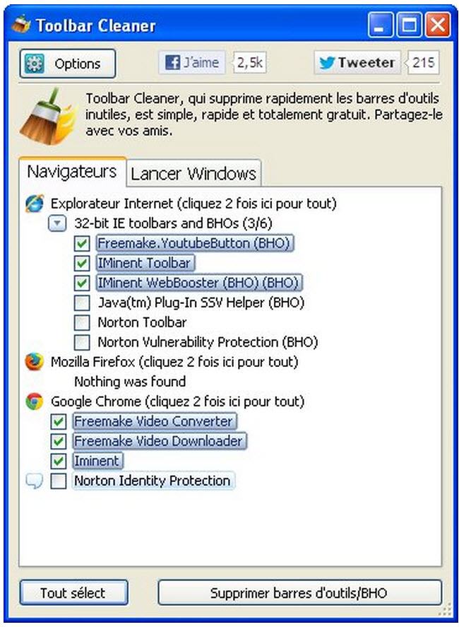 Toolbar cleaner